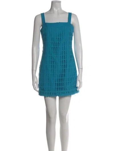 Pre-owned Simkhai Square Neckline Mini Dress In Blue