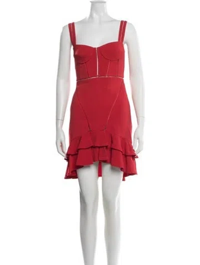 Pre-owned Simkhai Square Neckline Mini Dress In Red
