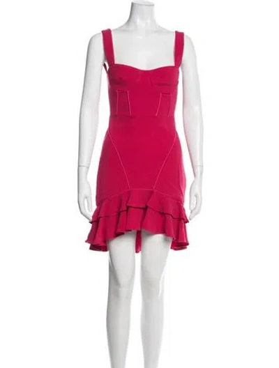 Pre-owned Simkhai Square Neckline Mini Dress In Red