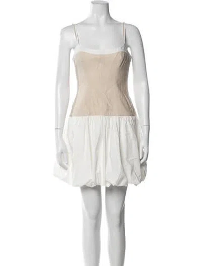 Pre-owned Simkhai Square Neckline Mini Dress In White