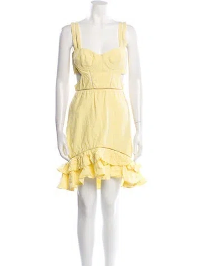 Pre-owned Simkhai Square Neckline Mini Dress In Yellow