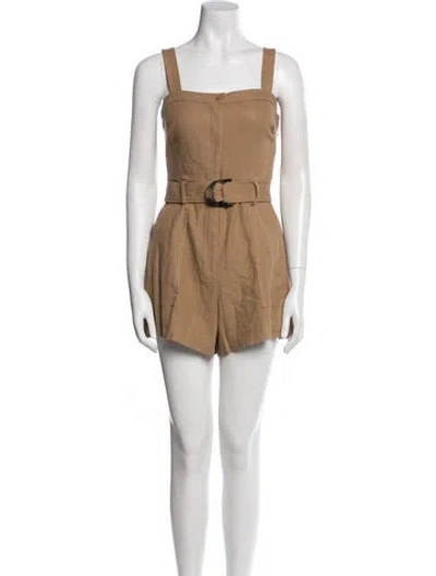 Pre-owned Simkhai Square Neckline Romper In Brown