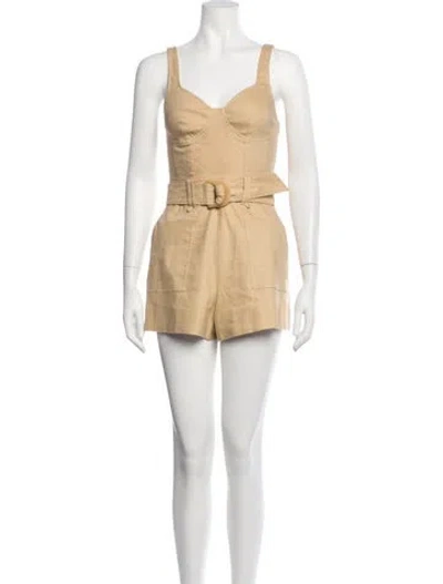 Pre-owned Simkhai Square Neckline Romper In Neutrals
