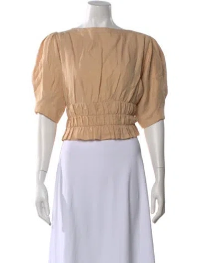 Pre-owned Simkhai Square Neckline Short Sleeve Blouse In Neutral