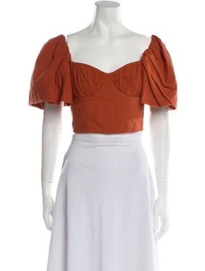 Pre-owned Simkhai Square Neckline Short Sleeve Blouse W/ Tags In Red