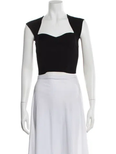 Pre-owned Simkhai Square Neckline Short Sleeve Crop Top In Black