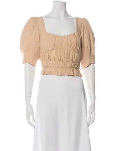 Pre-owned Simkhai Square Neckline Short Sleeve Crop Top In Blue