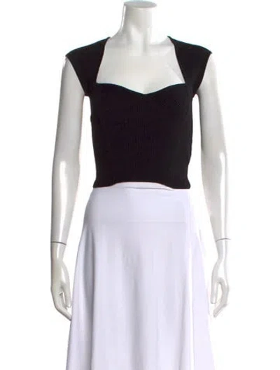 Pre-owned Simkhai Square Neckline Short Sleeve Crop Top In Blue