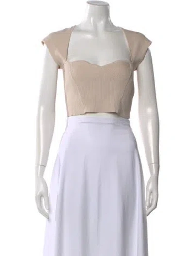 Pre-owned Simkhai Square Neckline Short Sleeve Crop Top In Neutral