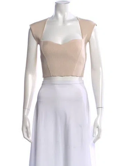 Pre-owned Simkhai Square Neckline Short Sleeve Crop Top In Neutral