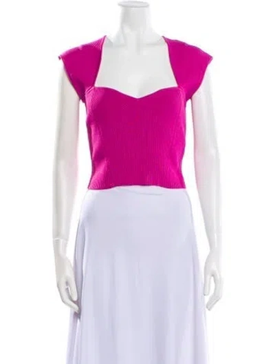 Pre-owned Simkhai Square Neckline Short Sleeve Crop Top In Pink