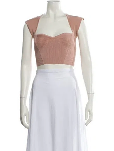 Pre-owned Simkhai Square Neckline Short Sleeve Crop Top In Pink