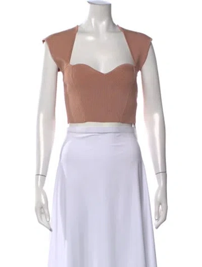 Pre-owned Simkhai Square Neckline Short Sleeve Crop Top W/ Tags In Green