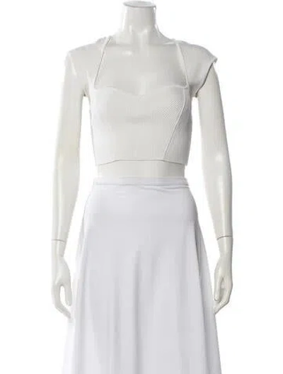 Pre-owned Simkhai Square Neckline Short Sleeve Crop Top In White
