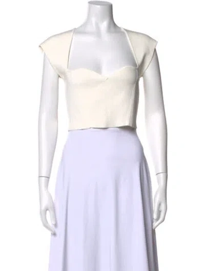 Pre-owned Simkhai Square Neckline Short Sleeve Crop Top In White