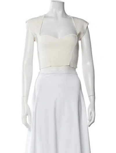 Pre-owned Simkhai Square Neckline Short Sleeve Crop Top In White