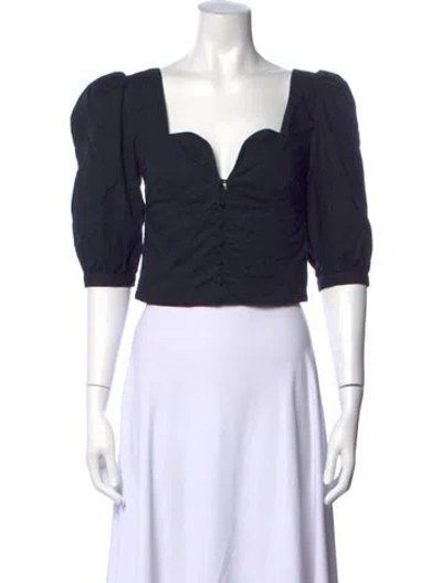 Pre-owned Simkhai Square Neckline Short Sleeve Top In Blue