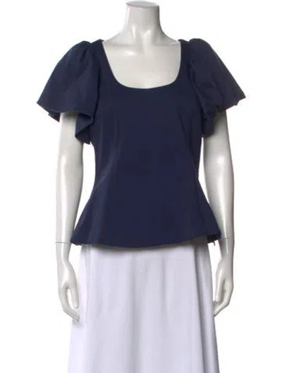 Pre-owned Simkhai Square Neckline Short Sleeve Top W/ Tags In Blue