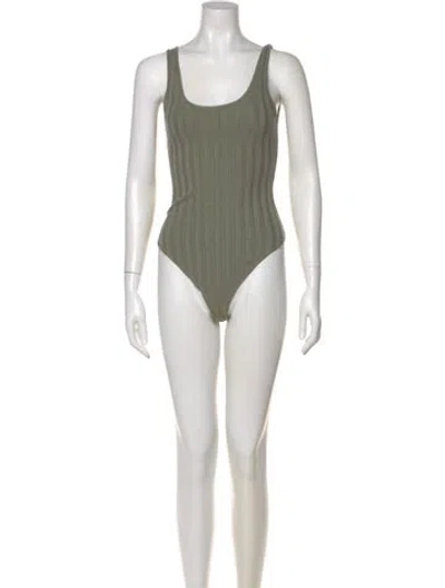 Pre-owned Simkhai Square Neckline Sleeveless Bodysuit In Green