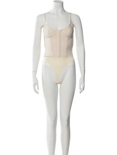 Pre-owned Simkhai Square Neckline Sleeveless Bodysuit In Neutral