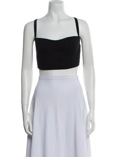 Pre-owned Simkhai Square Neckline Sleeveless Crop Top In Black