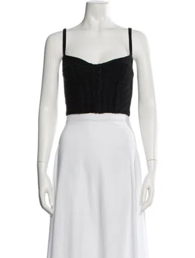 Pre-owned Simkhai Square Neckline Sleeveless Crop Top In Black