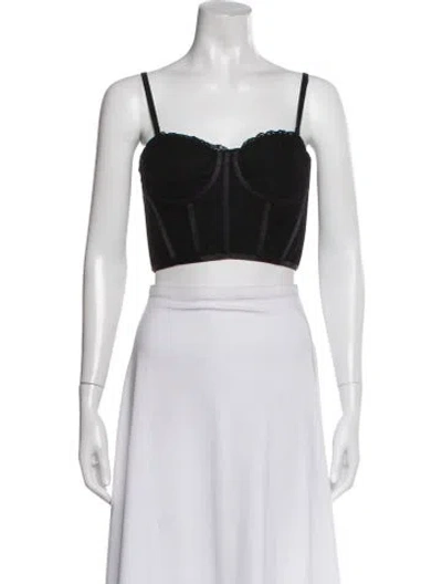 Pre-owned Simkhai Square Neckline Sleeveless Crop Top In Black
