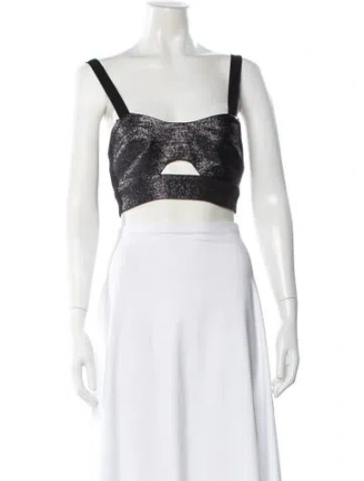 Pre-owned Simkhai Square Neckline Sleeveless Crop Top In Black