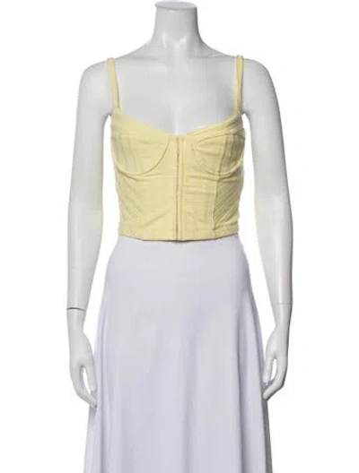 Pre-owned Simkhai Square Neckline Sleeveless Crop Top In Brown