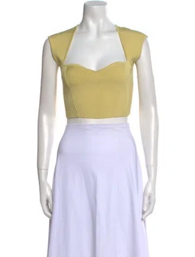 Pre-owned Simkhai Square Neckline Sleeveless Crop Top In Green