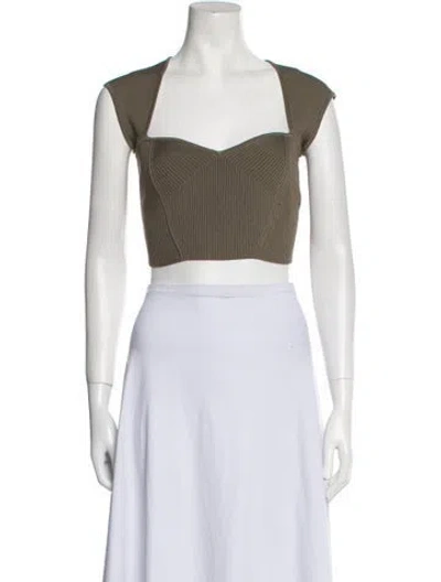 Pre-owned Simkhai Square Neckline Sleeveless Crop Top In Green