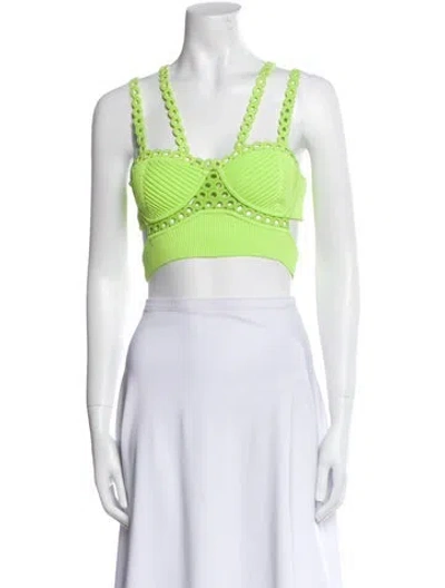 Pre-owned Simkhai Square Neckline Sleeveless Crop Top In Green