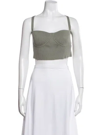 Pre-owned Simkhai Square Neckline Sleeveless Crop Top In Green