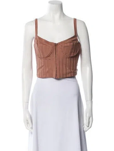 Pre-owned Simkhai Square Neckline Sleeveless Crop Top In Neutral