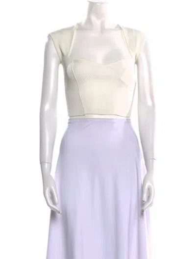 Pre-owned Simkhai Square Neckline Sleeveless Crop Top In Neutral