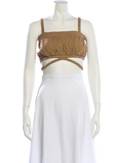 Pre-owned Simkhai Square Neckline Sleeveless Crop Top In Neutral