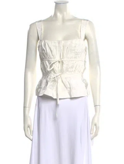 Pre-owned Simkhai Square Neckline Sleeveless Crop Top In Neutral