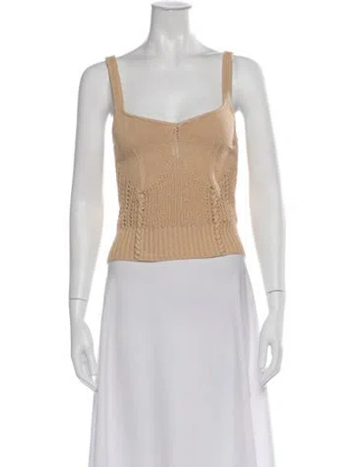 Pre-owned Simkhai Square Neckline Sleeveless Crop Top In Neutrals