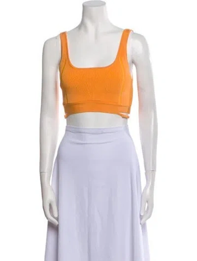 Pre-owned Simkhai Square Neckline Sleeveless Crop Top In Orange