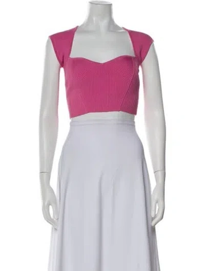 Pre-owned Simkhai Square Neckline Sleeveless Crop Top In Pink