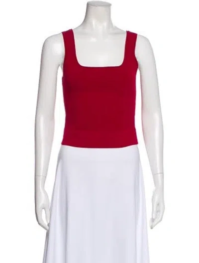 Pre-owned Simkhai Square Neckline Sleeveless Crop Top In Red