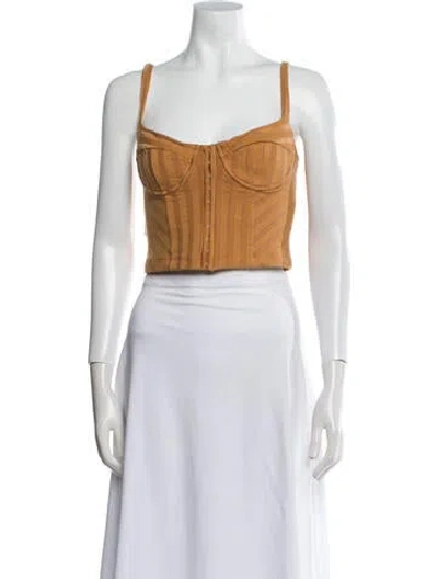 Pre-owned Simkhai Square Neckline Sleeveless Crop Top W/ Tags In Brown