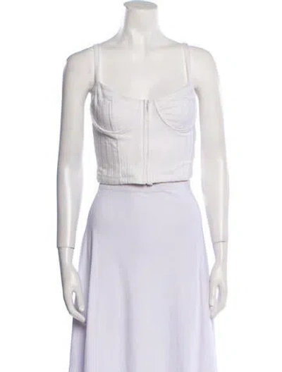 Pre-owned Simkhai Square Neckline Sleeveless Crop Top In White