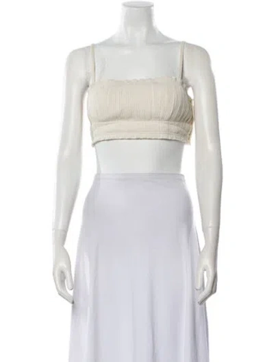 Pre-owned Simkhai Square Neckline Sleeveless Crop Top In White