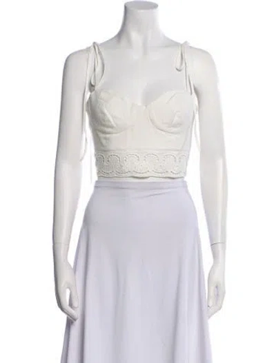 Pre-owned Simkhai Square Neckline Sleeveless Crop Top In White