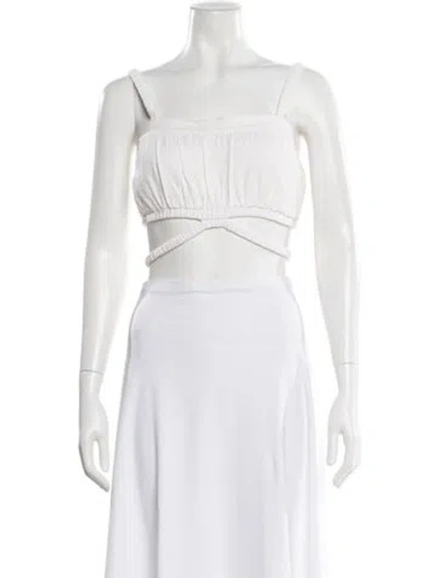 Pre-owned Simkhai Square Neckline Sleeveless Crop Top In White