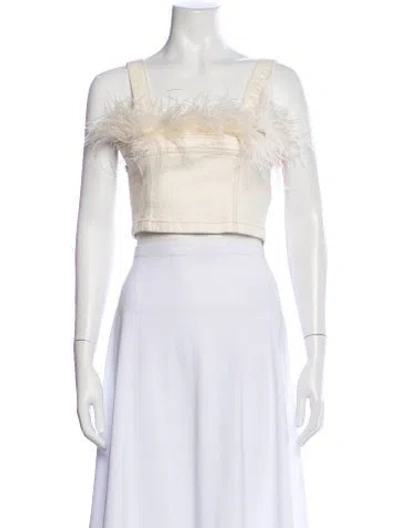 Pre-owned Simkhai Square Neckline Sleeveless Crop Top In White
