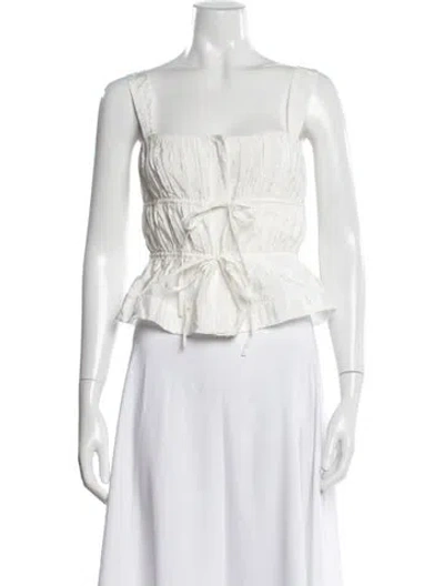 Pre-owned Simkhai Square Neckline Sleeveless Crop Top In White