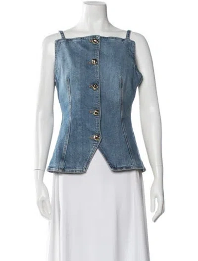 Pre-owned Simkhai Square Neckline Sleeveless Top In Blue