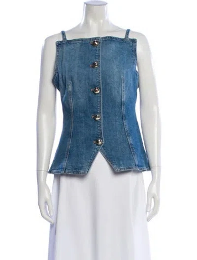 Pre-owned Simkhai Square Neckline Sleeveless Top In Blue